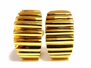 18kt 3D Regency Deco Grill Form Earrings Omega