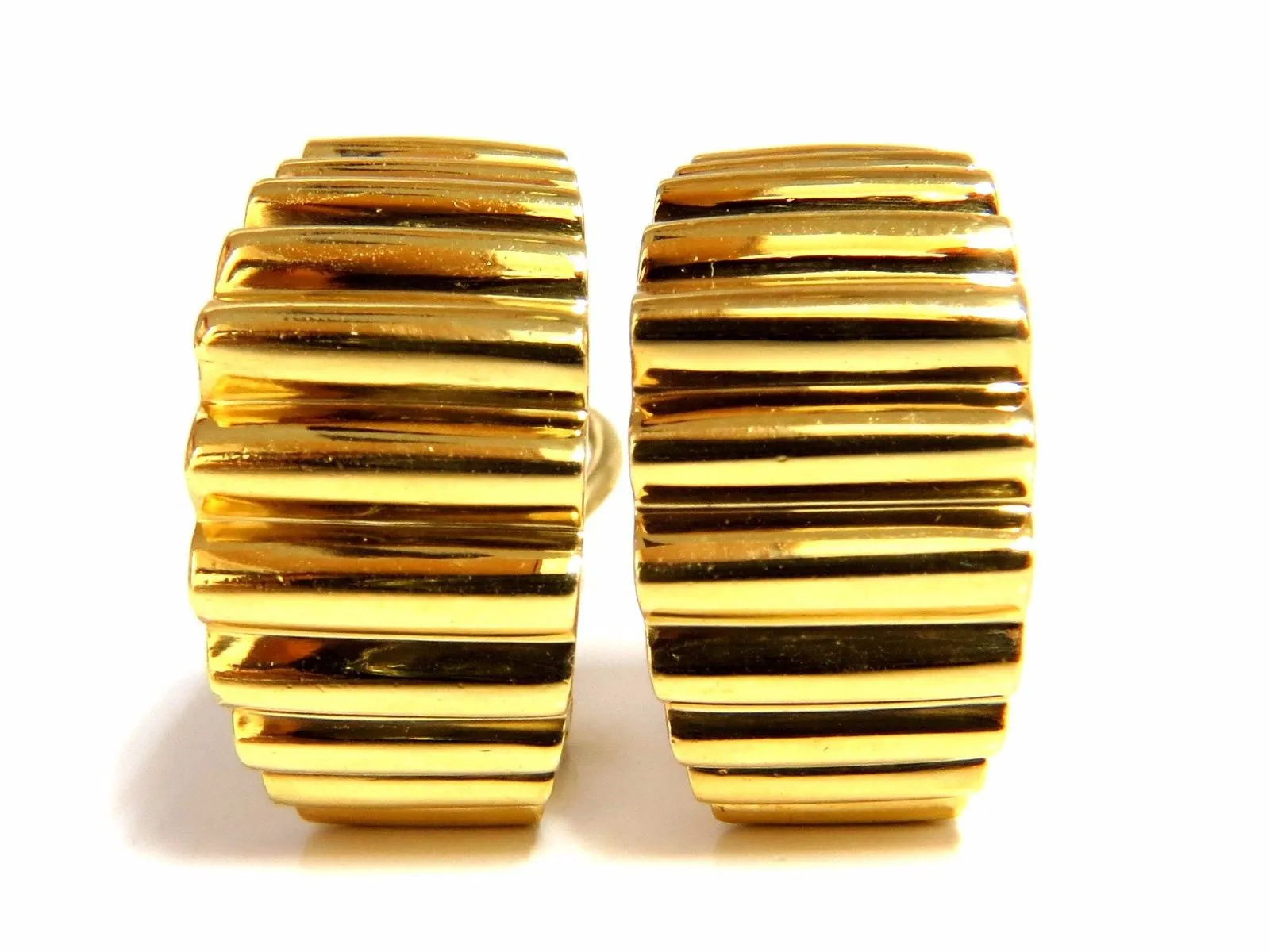 18kt 3D Regency Deco Grill Form Earrings Omega
