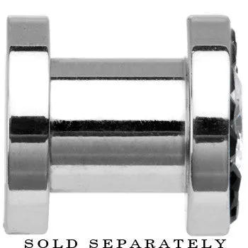 2 Gauge Stainless Steel Black Clear CZ Screw Fit Tunnel