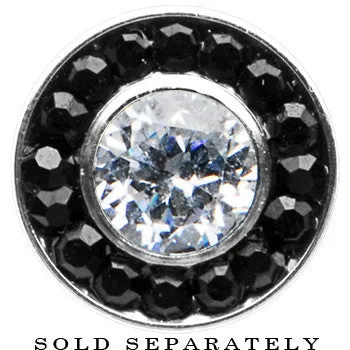 2 Gauge Stainless Steel Black Clear CZ Screw Fit Tunnel