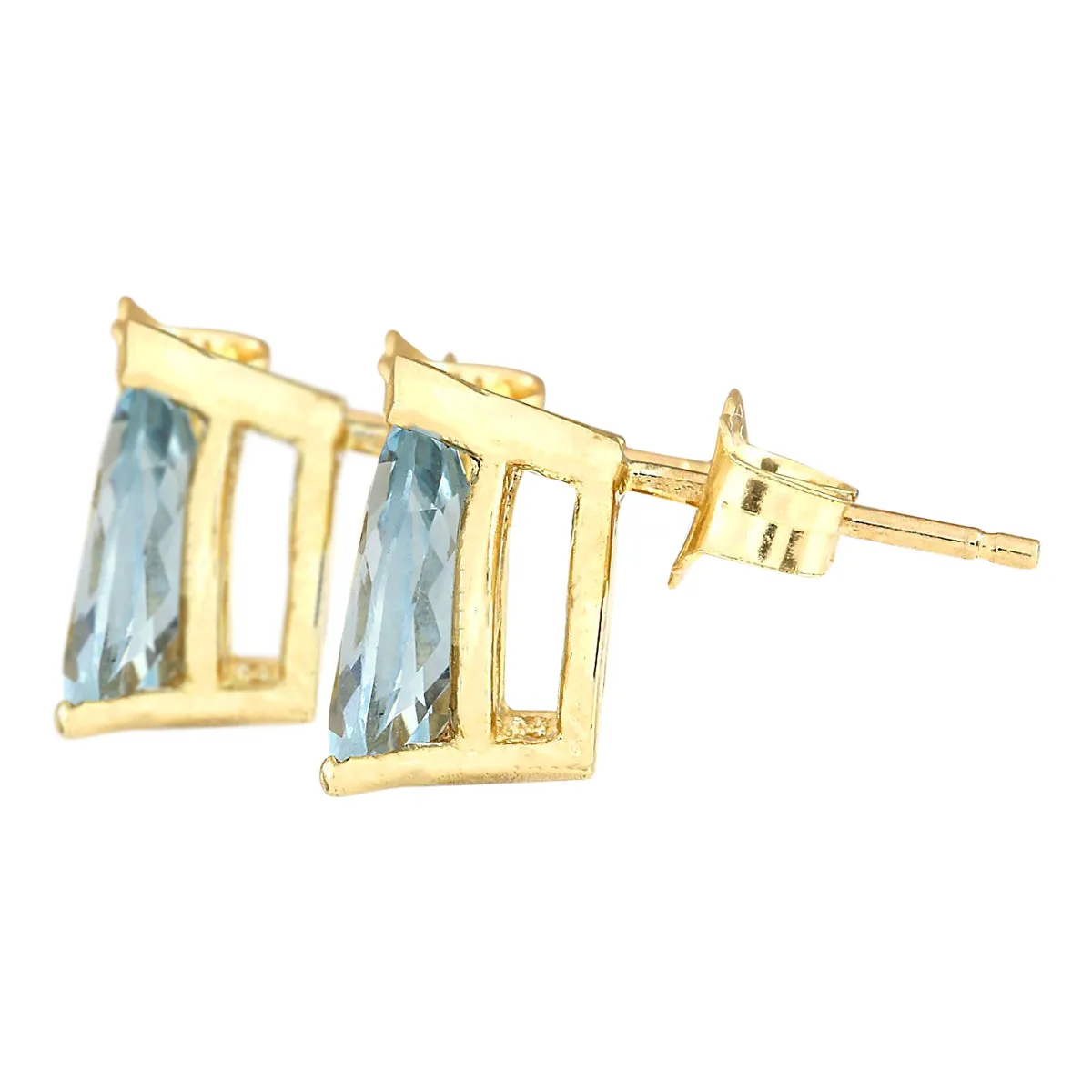 2.00 Carat Natural Aquamarine 14K Yellow Gold Earrings