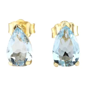 2.00 Carat Natural Aquamarine 14K Yellow Gold Earrings