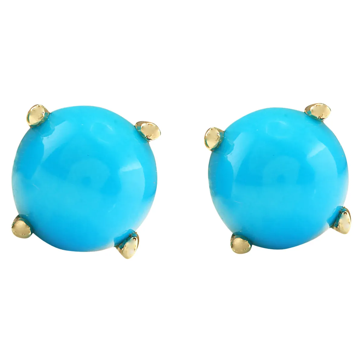 2.00 Carat Natural Turquoise 14K Yellow Gold Earrings
