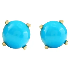 2.00 Carat Natural Turquoise 14K Yellow Gold Earrings