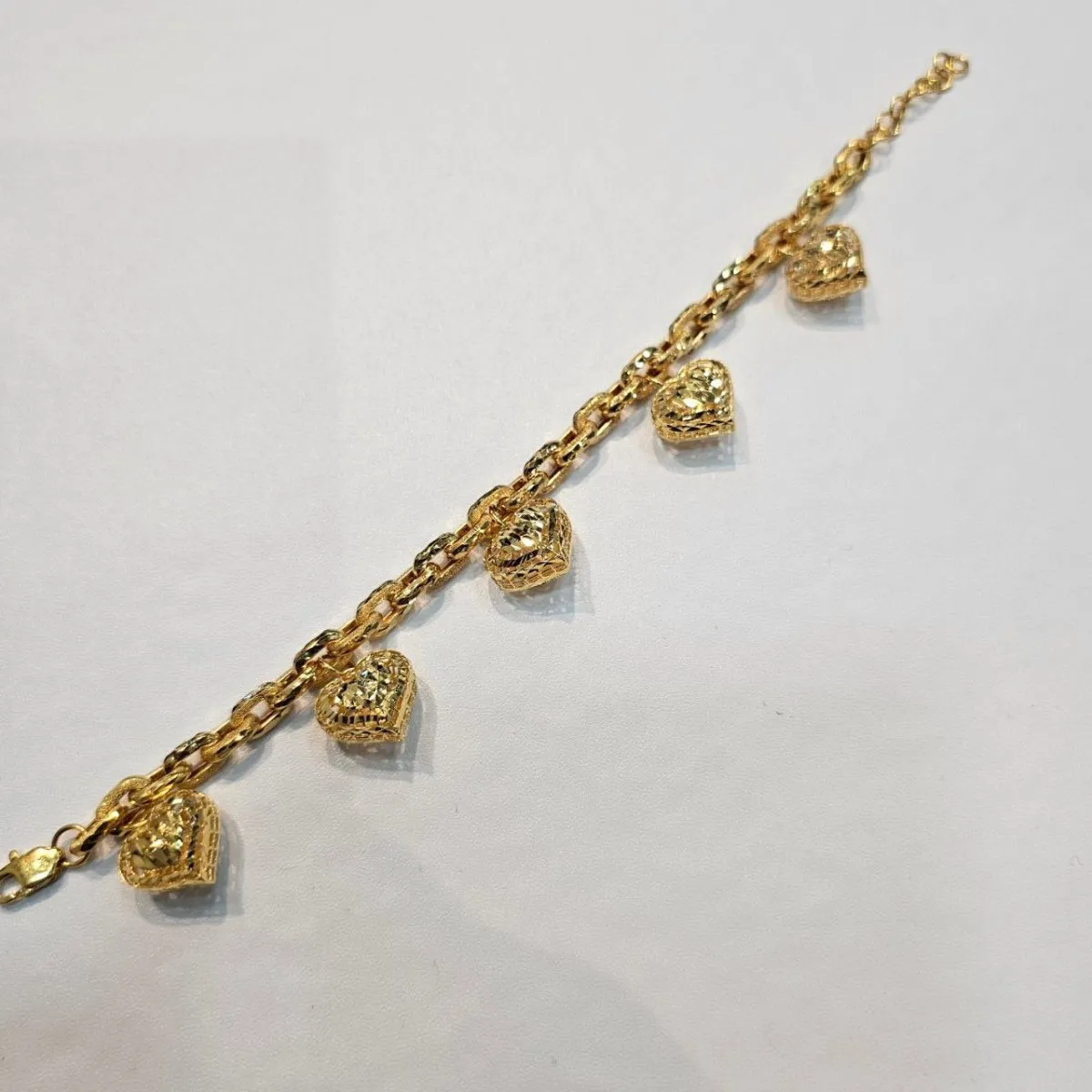 22k / 916 Gold Golden Heart Charm Bracelet