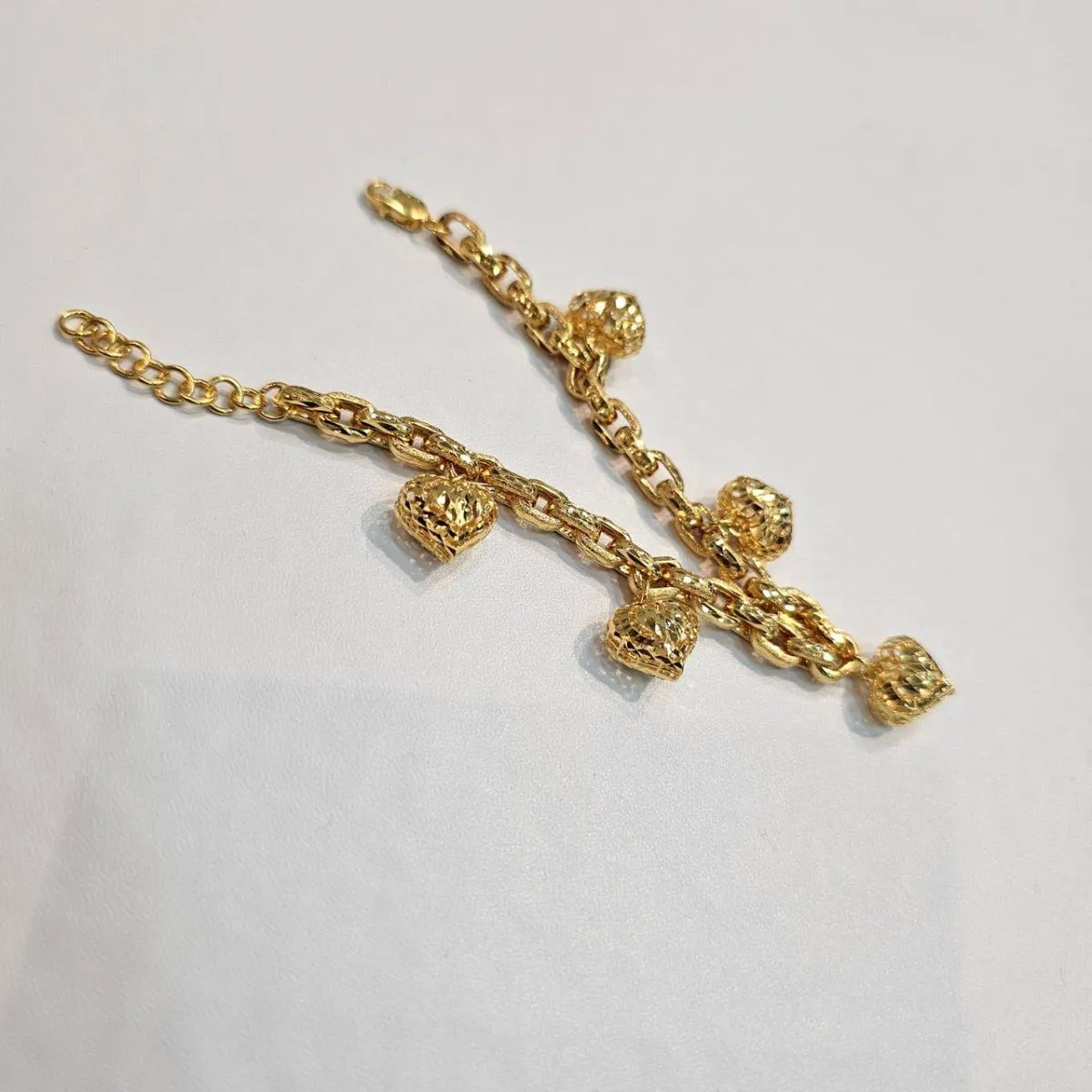 22k / 916 Gold Golden Heart Charm Bracelet