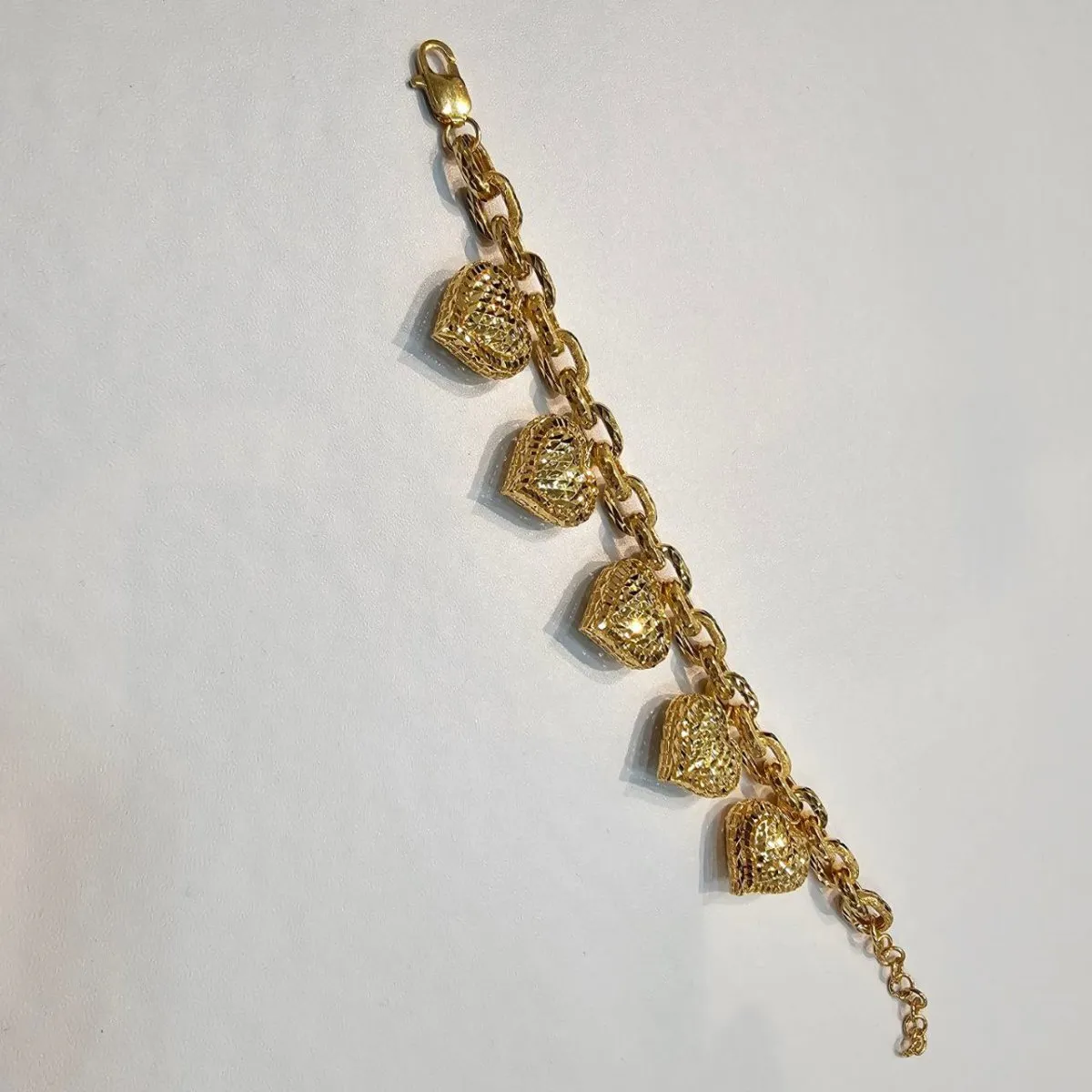 22k / 916 Gold Golden Heart Charm Bracelet