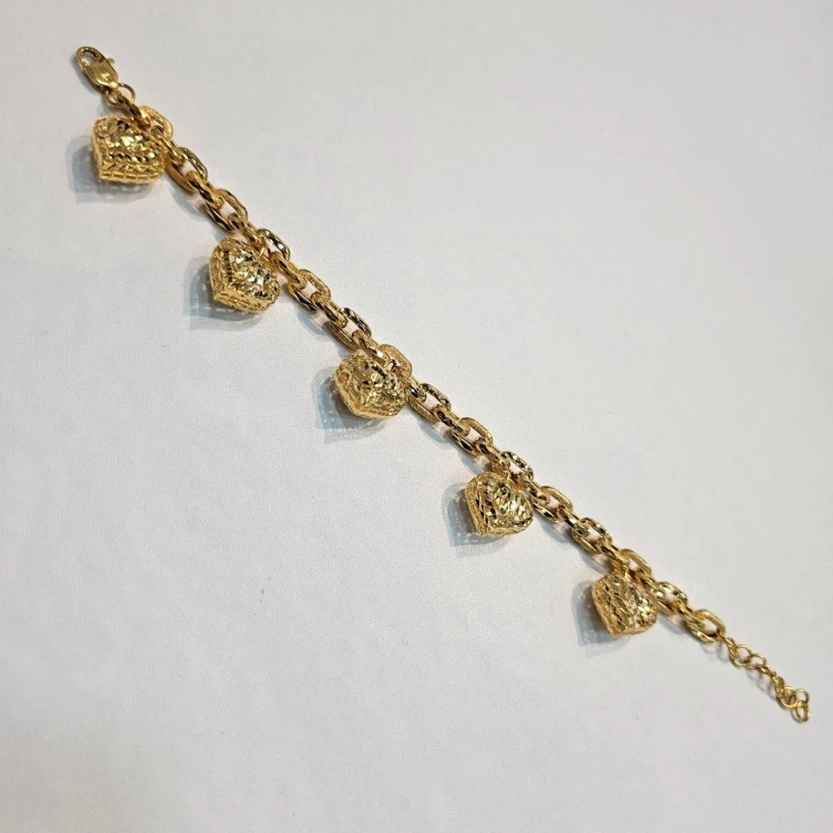 22k / 916 Gold Golden Heart Charm Bracelet