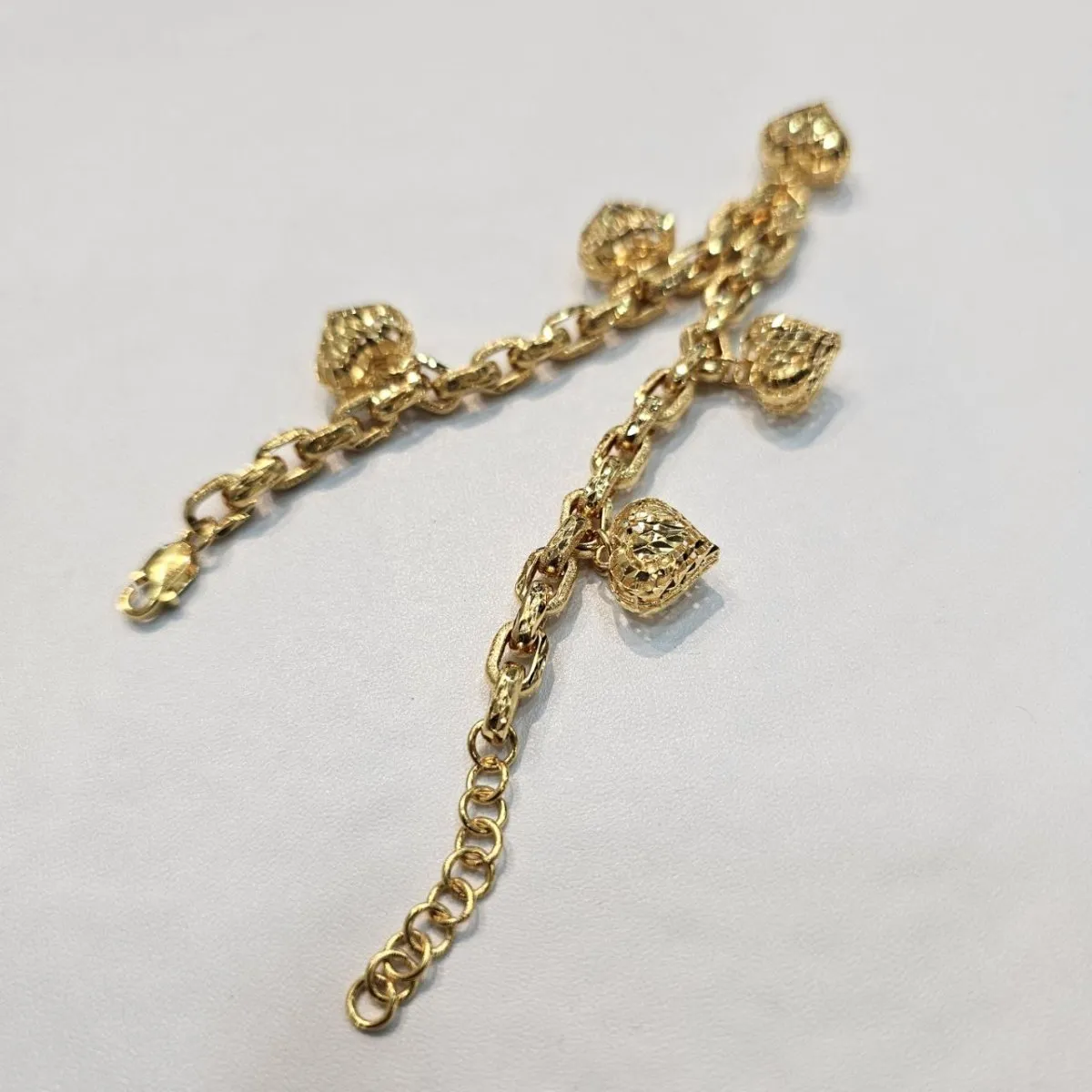 22k / 916 Gold Golden Heart Charm Bracelet