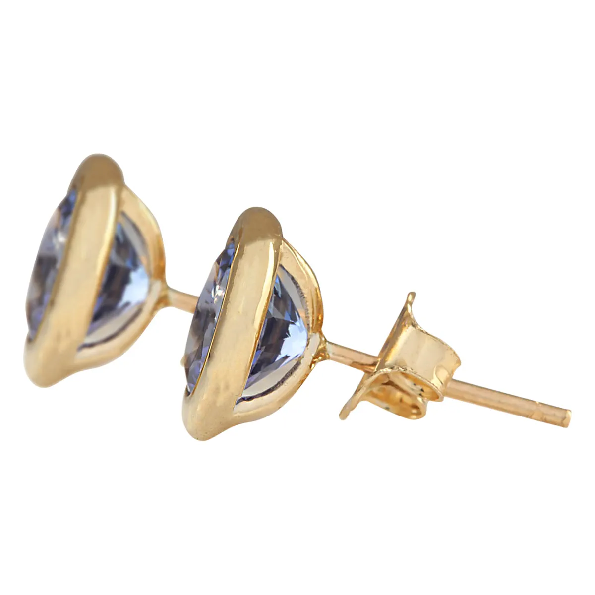 2.61 Carat Natural Tanzanite 14K Yellow Gold Earrings