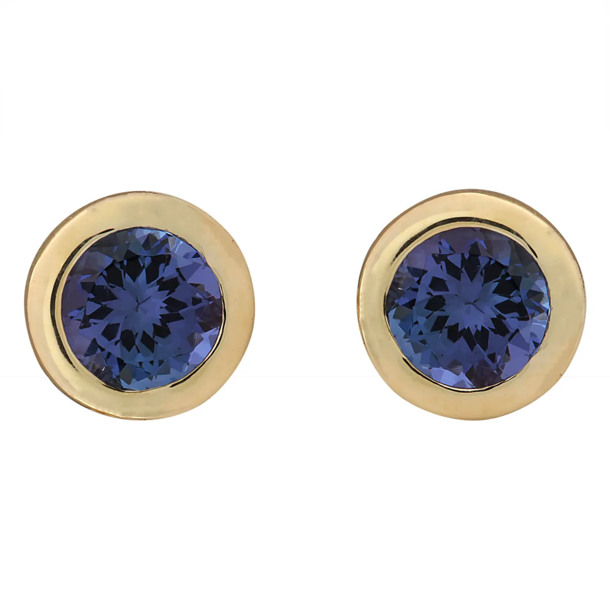 2.61 Carat Natural Tanzanite 14K Yellow Gold Earrings