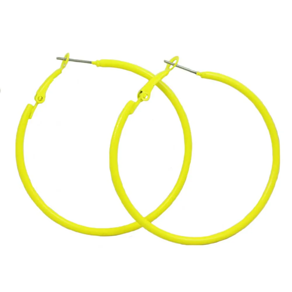 2" Medium Sized Yellow Skinny Hoop Pierced Earring - FE220YW