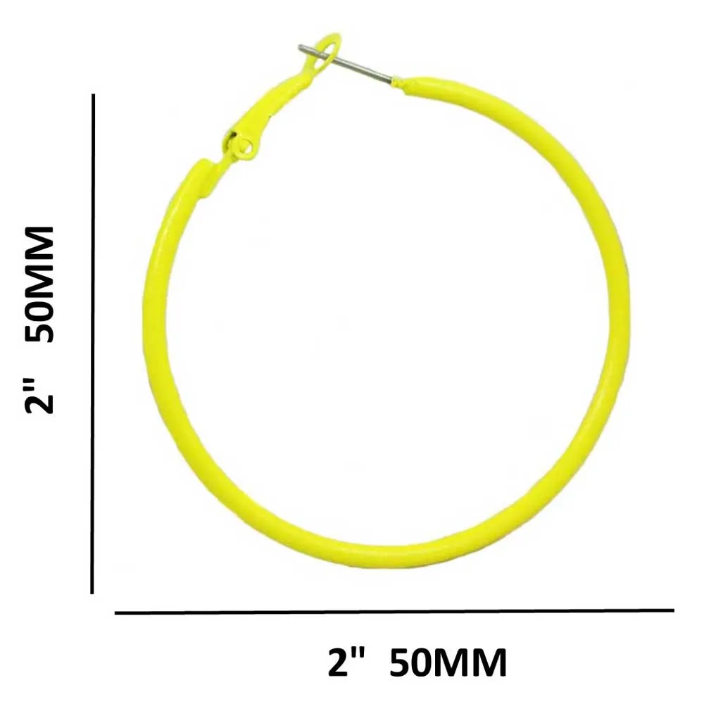 2" Medium Sized Yellow Skinny Hoop Pierced Earring - FE220YW