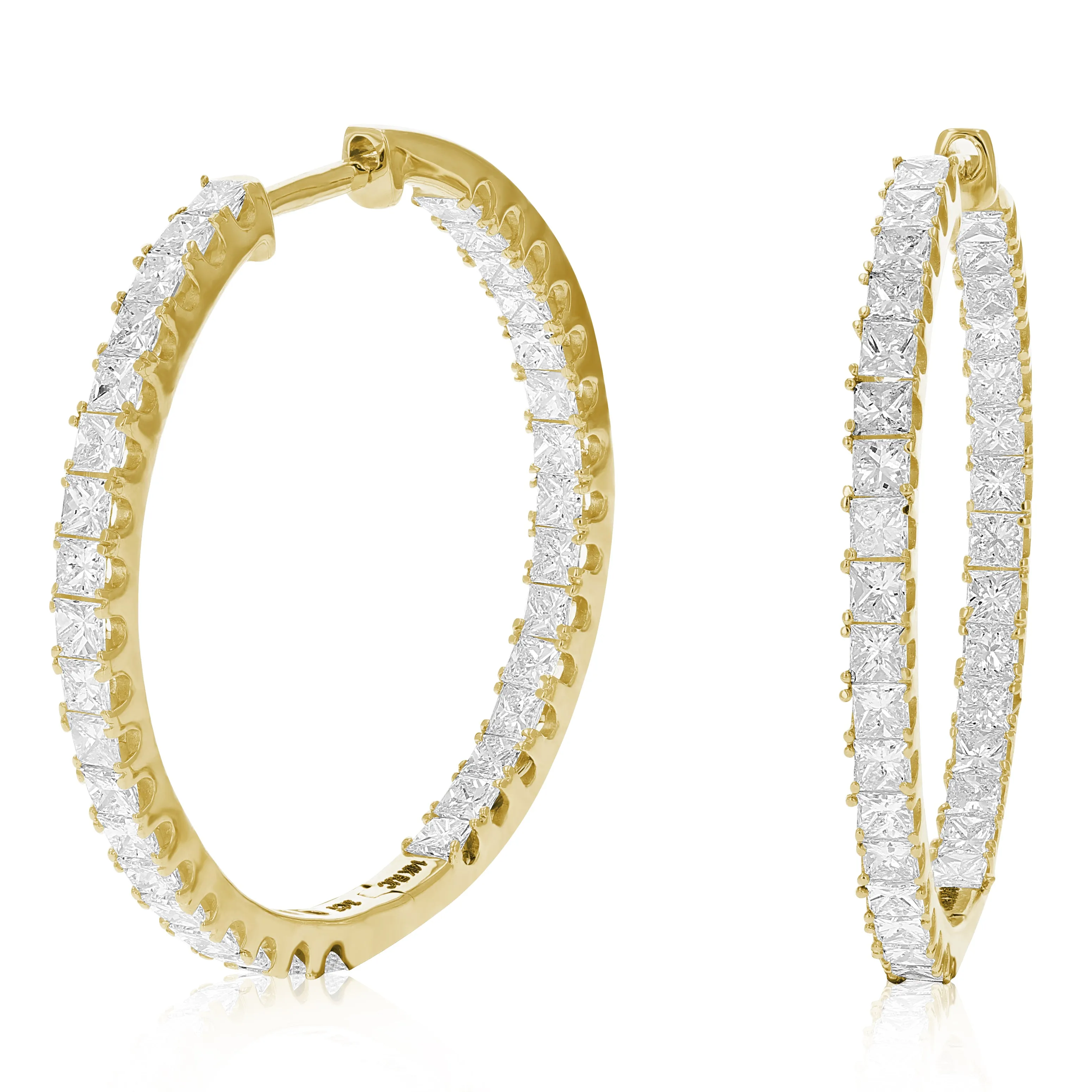 3 cttw Princess Diamond Inside Out Hoop Earrings in 14K Gold