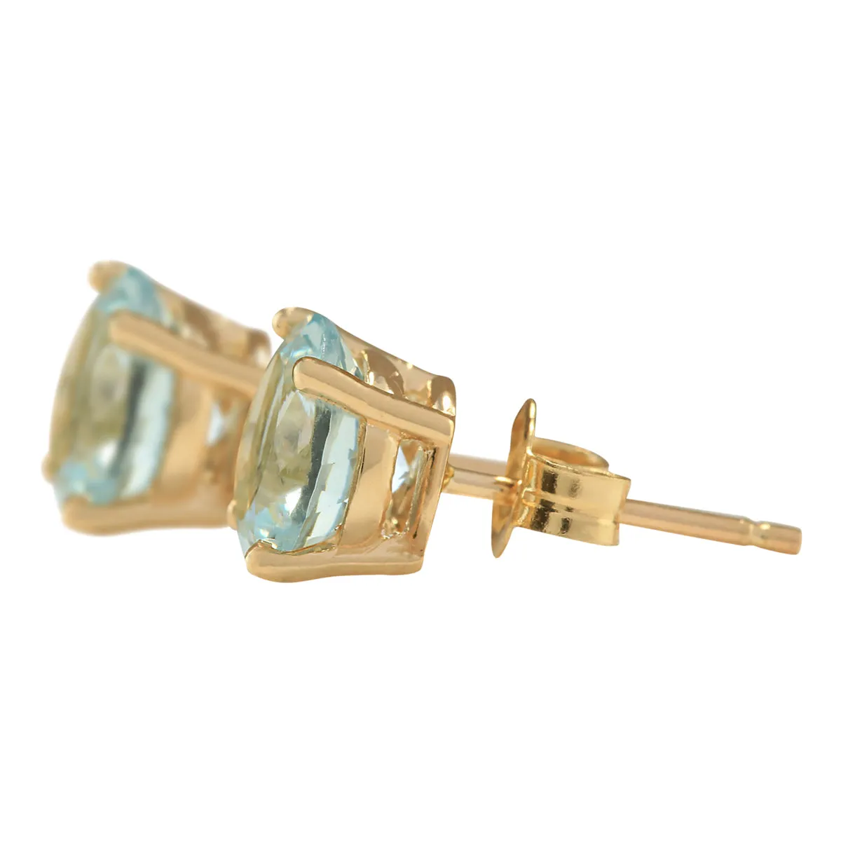 3.00 Carat Natural Aquamarine 14K Yellow Gold Earrings