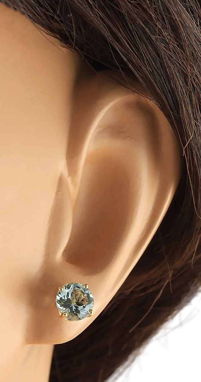 3.00 Carat Natural Aquamarine 14K Yellow Gold Earrings