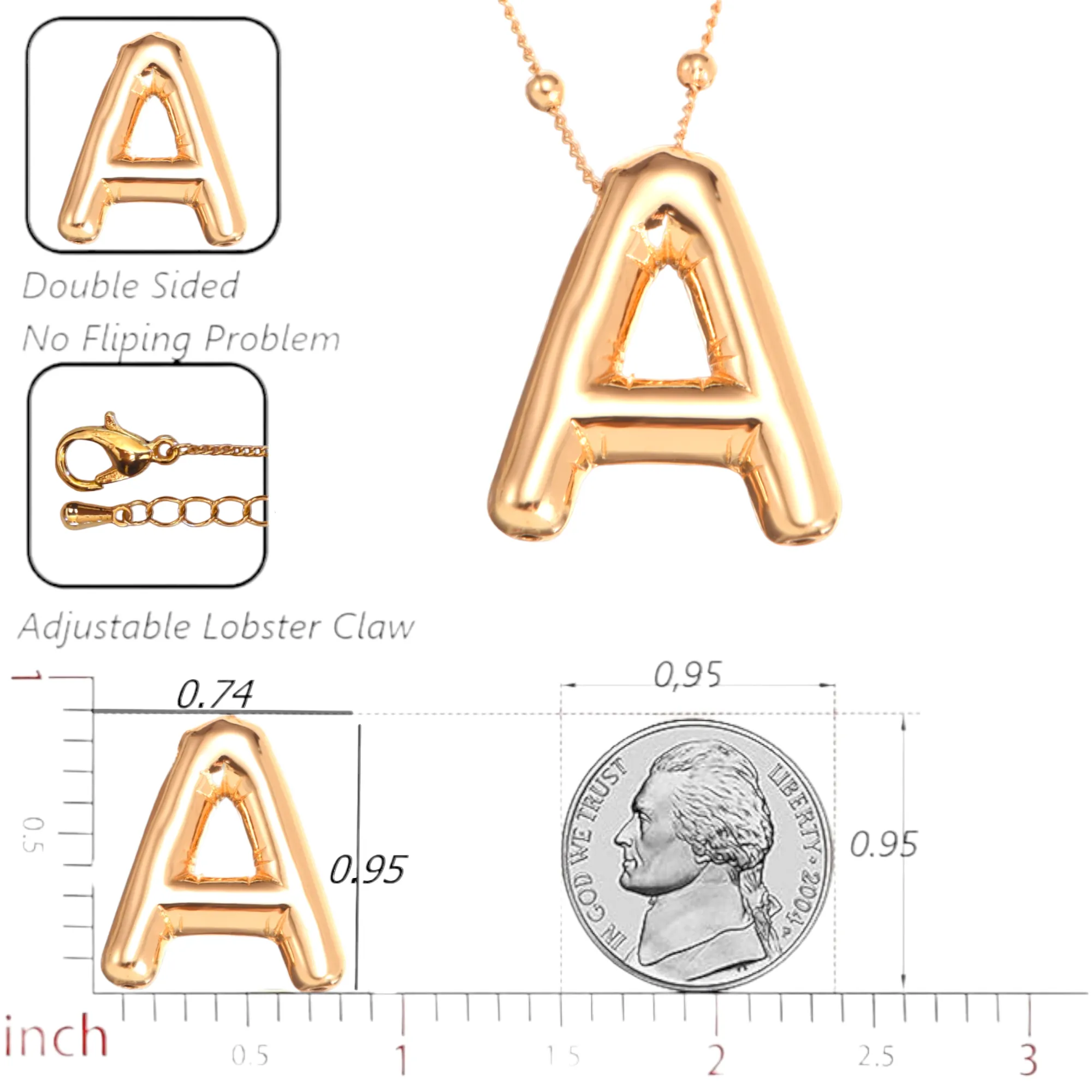 3D Personalized Bubble Initial Necklace