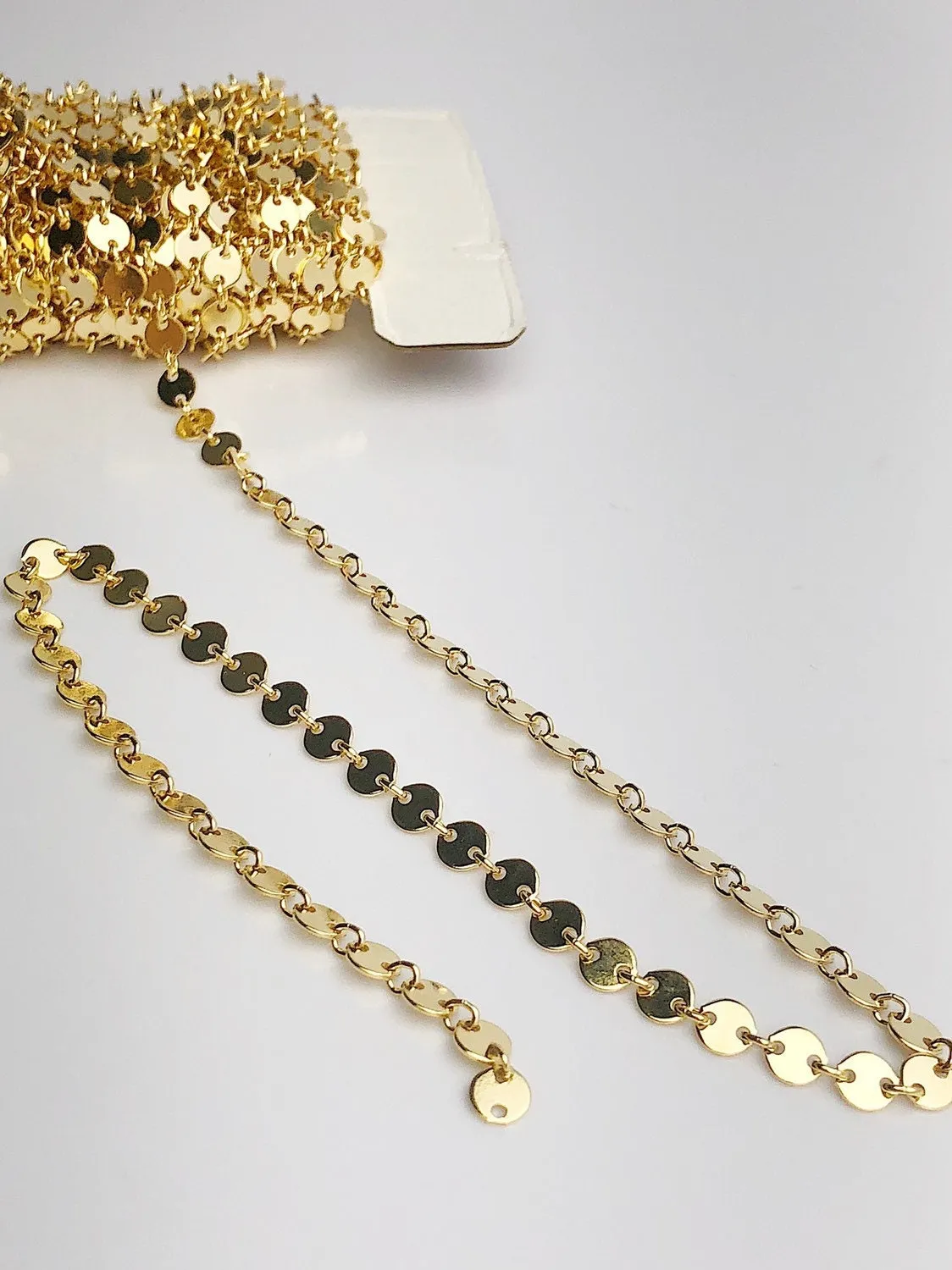 4.2mm 14K Gold Fill Plain Disk Chain, Sold by the foot.