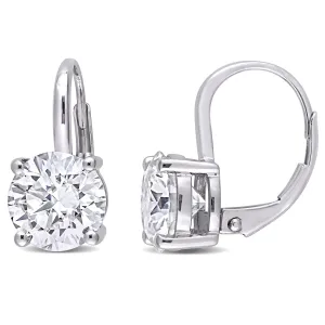 4CT TW round Moissanite Lever Back earrings14K White Gold