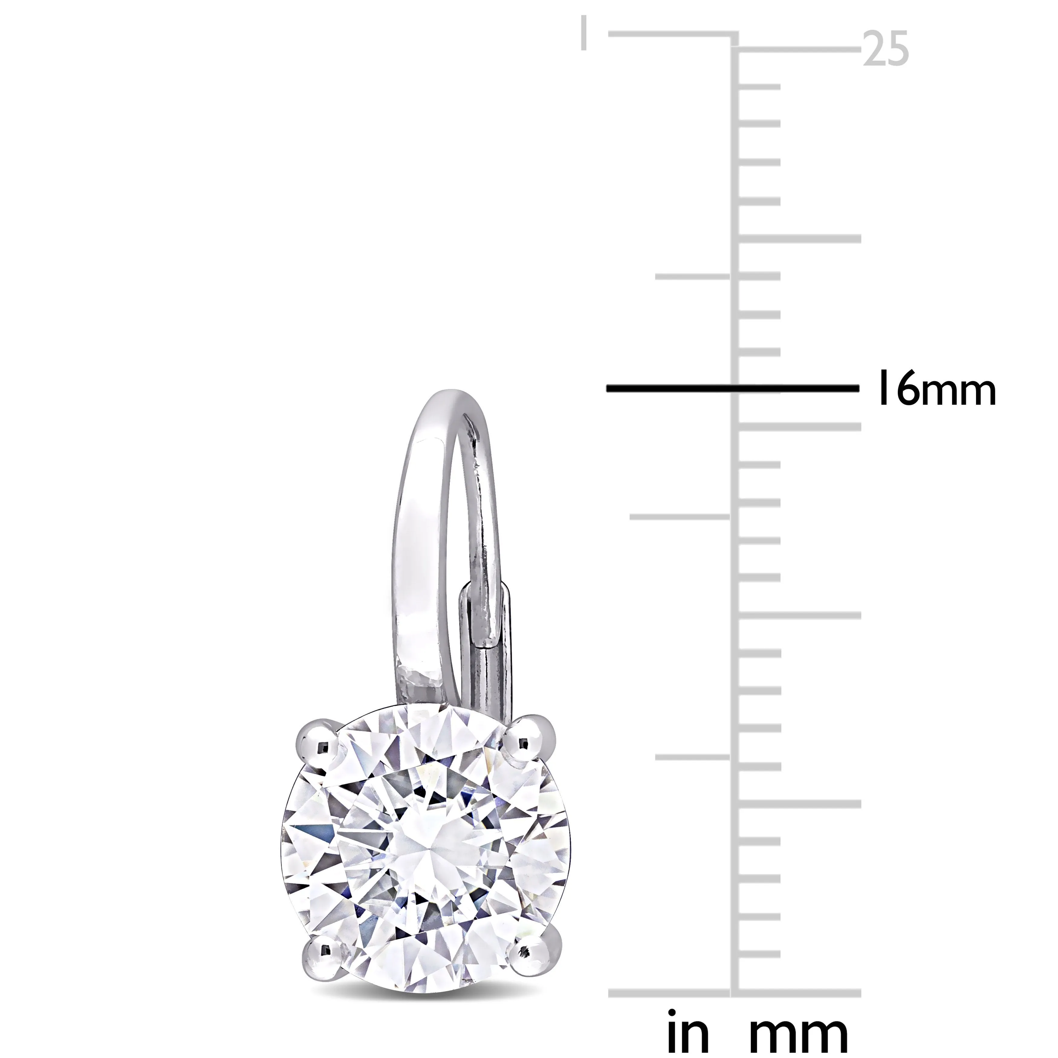 4CT TW round Moissanite Lever Back earrings14K White Gold