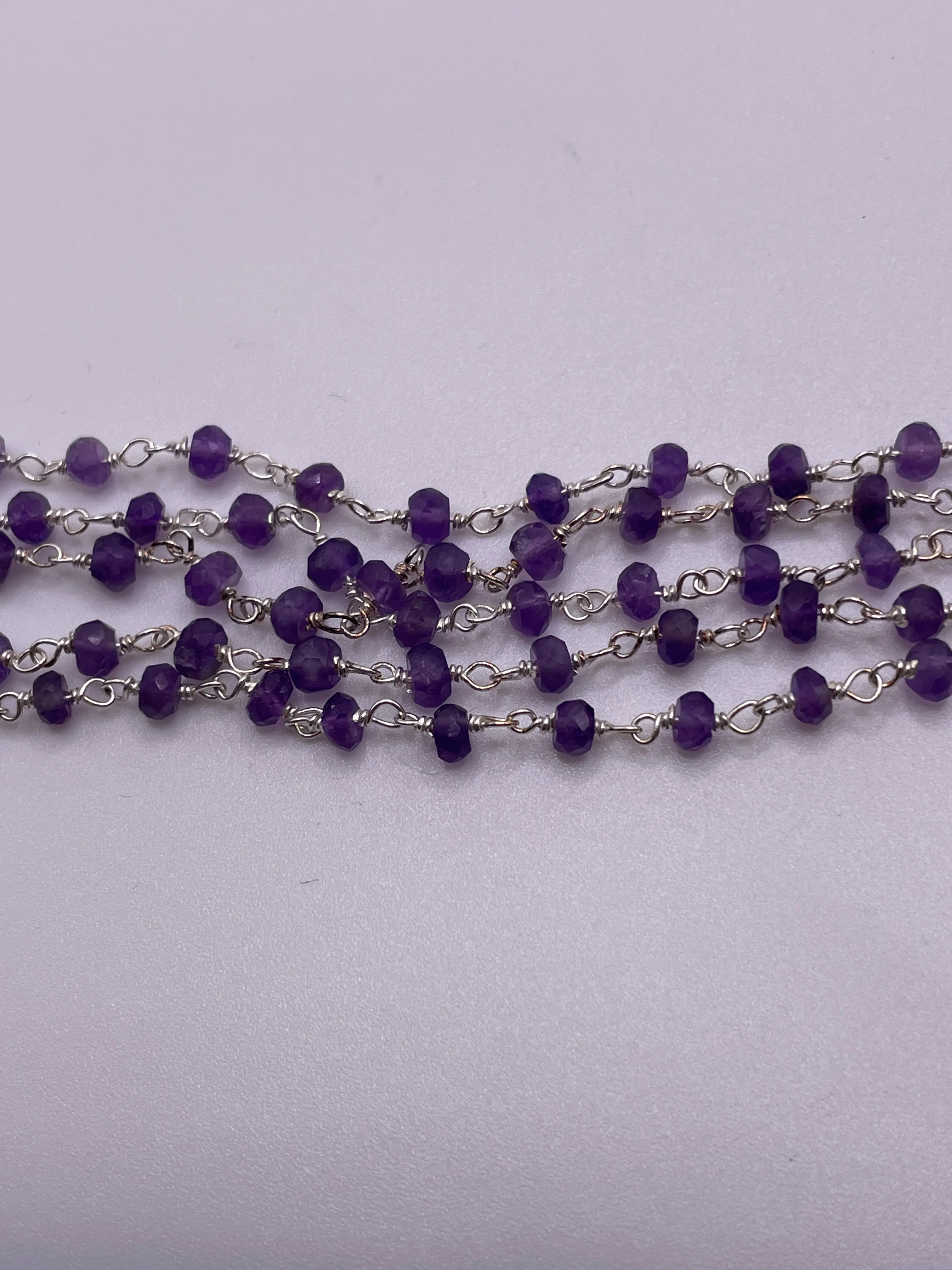 4mm Amethyst Silver Plated Chain