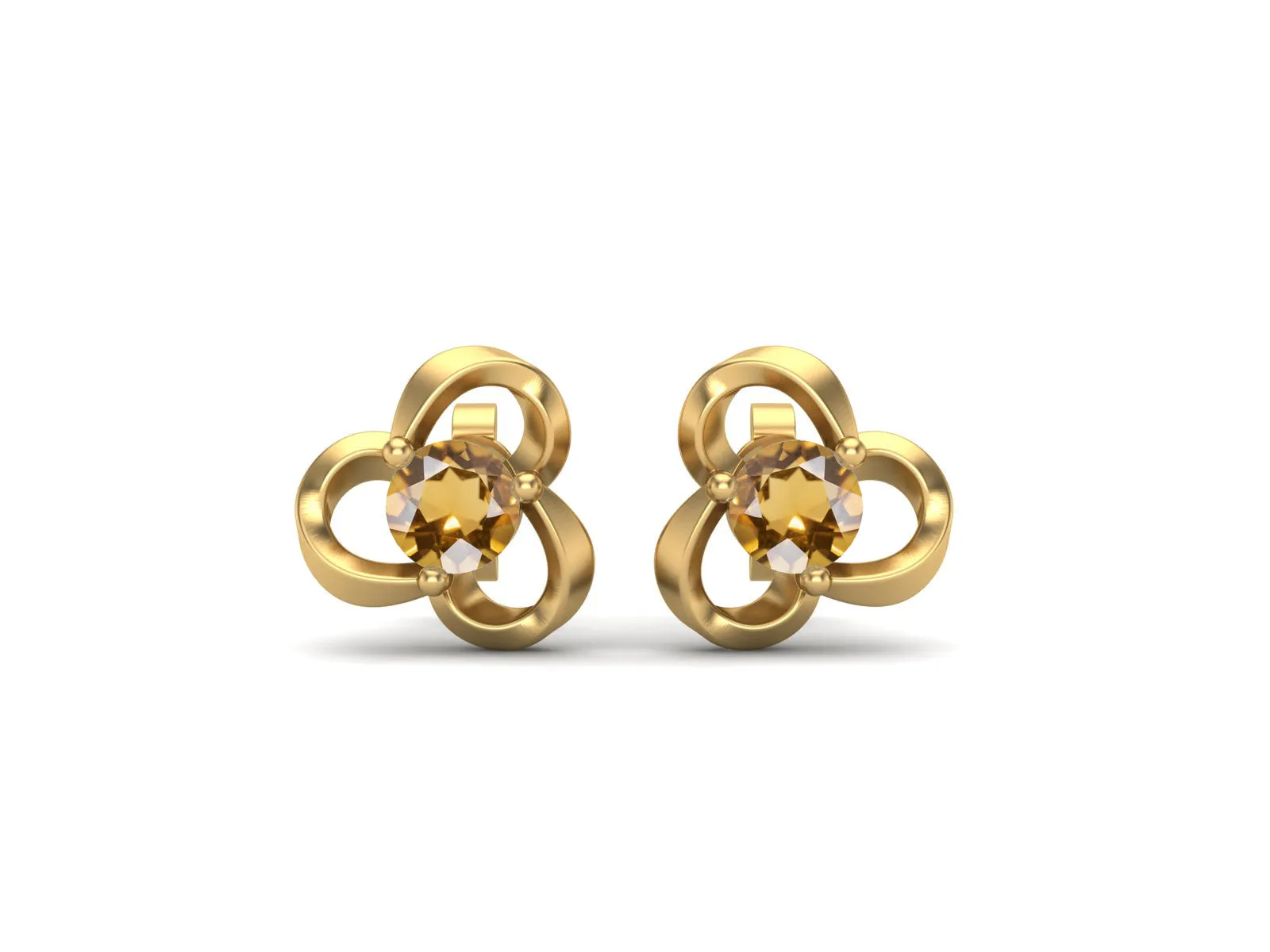 4mm Round Shape Citrine 925 Sterling Silver Solitaire Women Stud Earrings