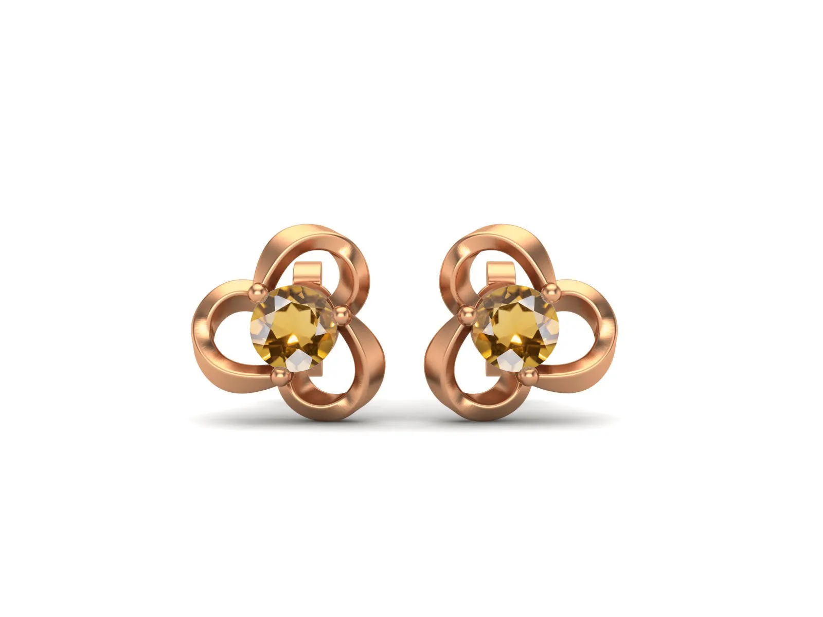 4mm Round Shape Citrine 925 Sterling Silver Solitaire Women Stud Earrings