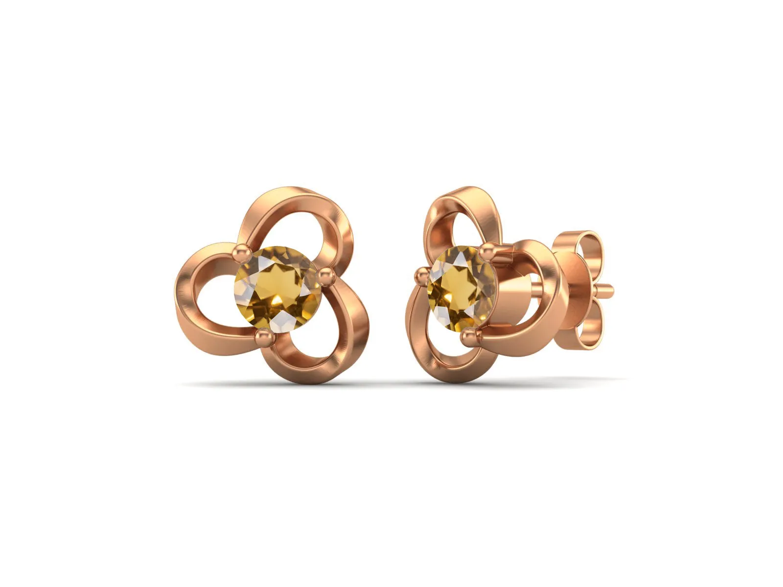 4mm Round Shape Citrine 925 Sterling Silver Solitaire Women Stud Earrings