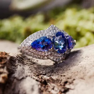 5.81 Carat Tanzanite Gemstone Ring in 14k White Gold