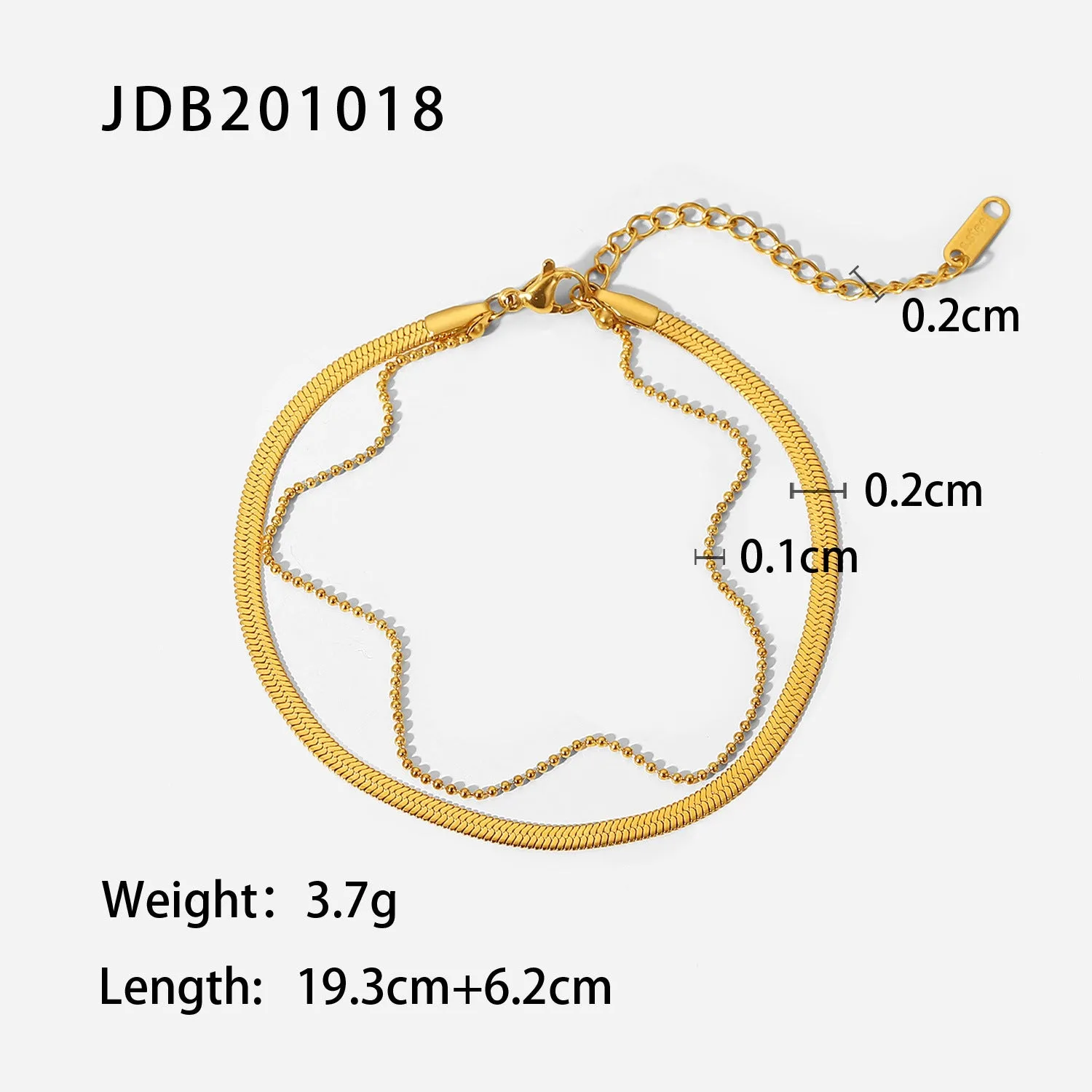 5pcs Women's New Titanium Steel Anklet 18K Gold Polished Sheet Chain Snake Chain Millet Bead Chain Double Anklet