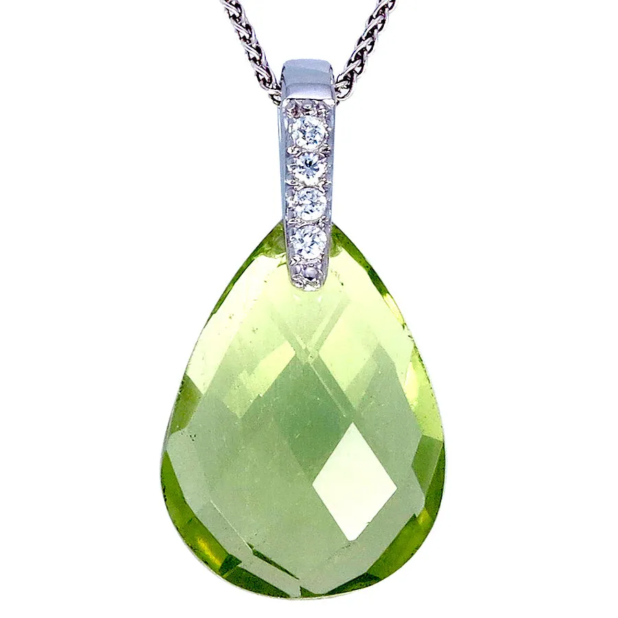 6 cttw Pendant Necklace, Lemon Quartz Pear Shape Pendant Necklace for Women in .925 Sterling Silver with 18 Inch Chain, Prong Setting