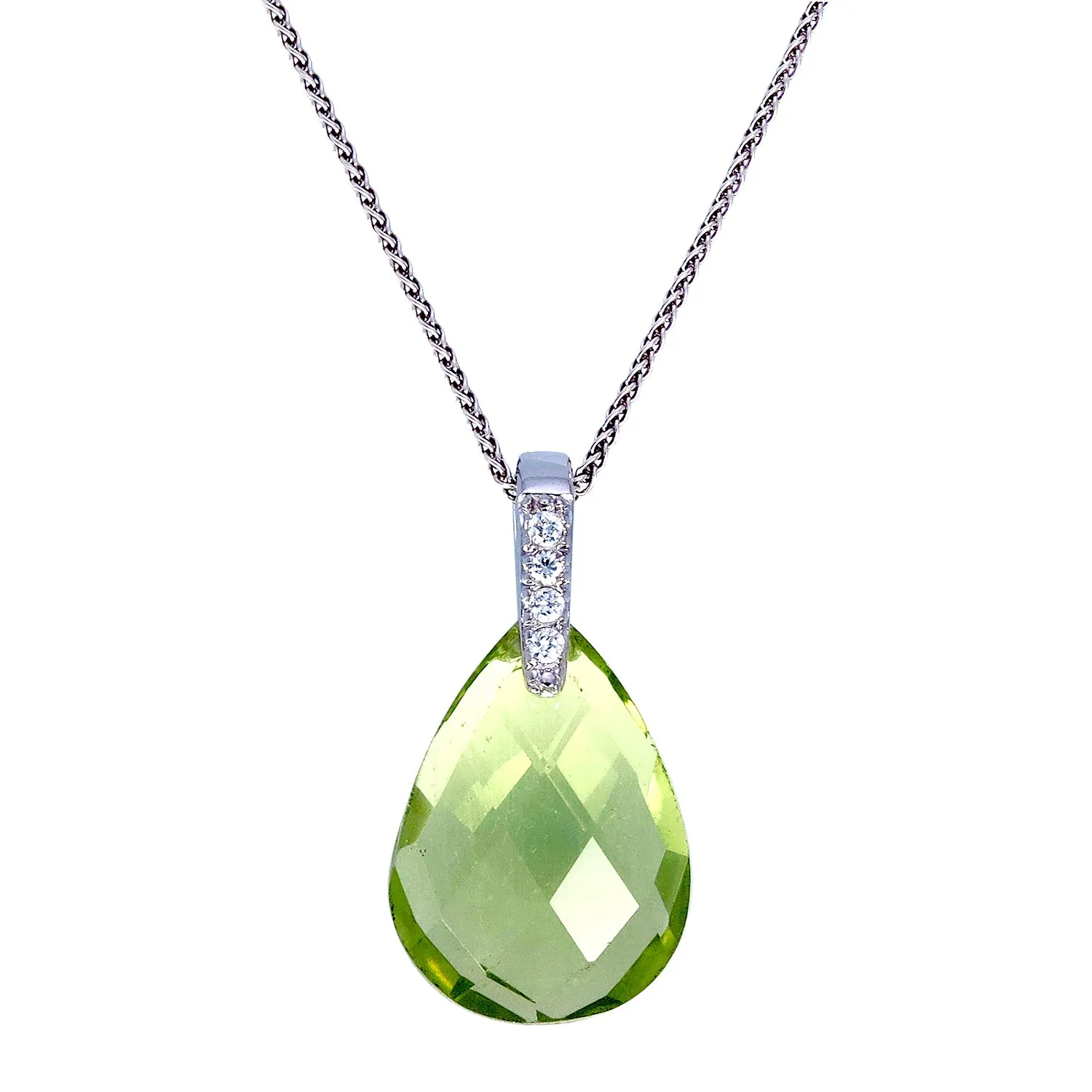 6 cttw Pendant Necklace, Lemon Quartz Pear Shape Pendant Necklace for Women in .925 Sterling Silver with 18 Inch Chain, Prong Setting
