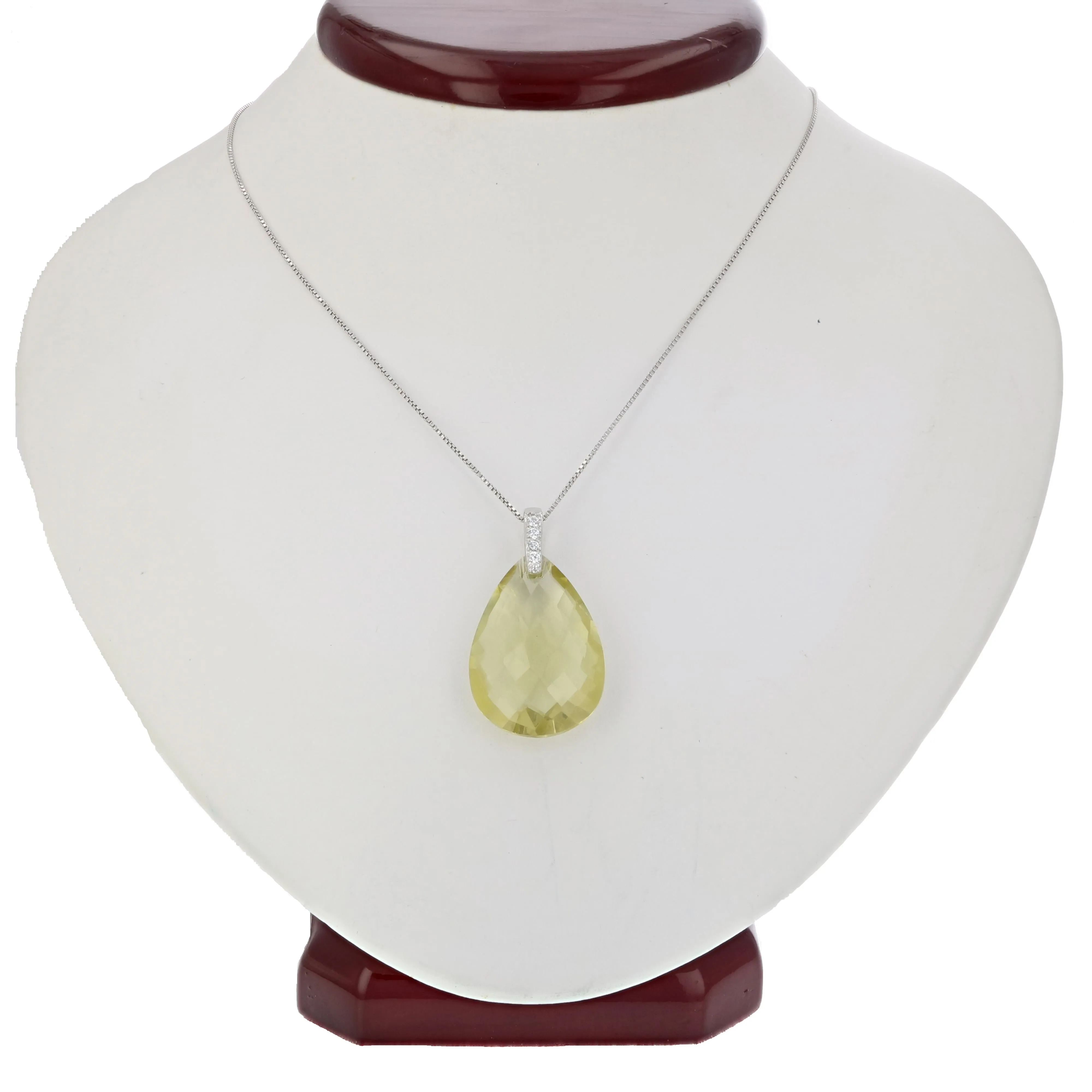 6 cttw Pendant Necklace, Lemon Quartz Pear Shape Pendant Necklace for Women in .925 Sterling Silver with 18 Inch Chain, Prong Setting