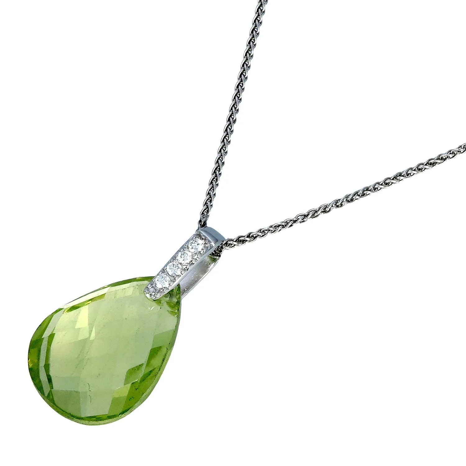 6 cttw Pendant Necklace, Lemon Quartz Pear Shape Pendant Necklace for Women in .925 Sterling Silver with 18 Inch Chain, Prong Setting
