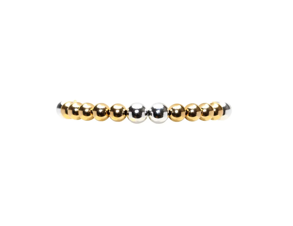 6mm Yellow Gold with 7mm Sterling Silver Bracelet