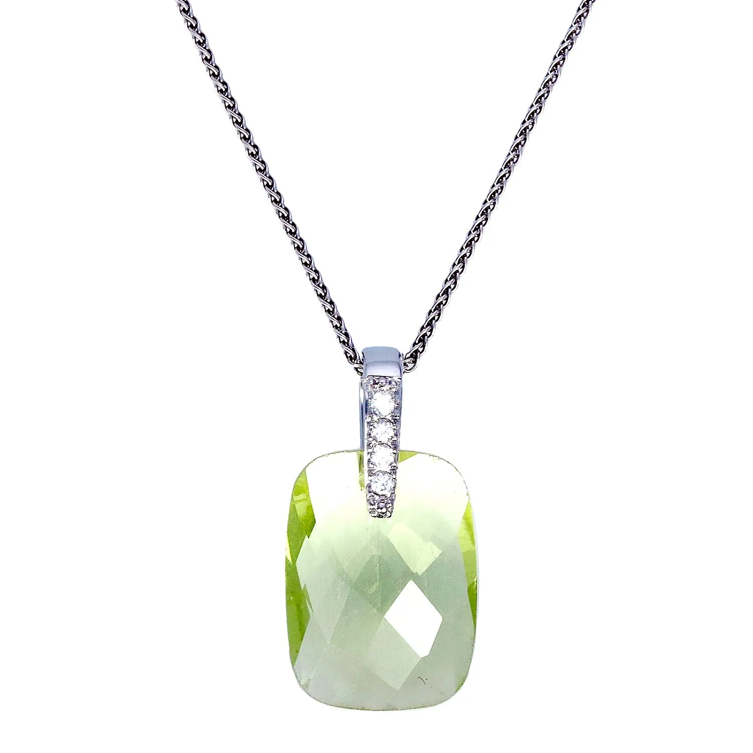 7.50 cttw Pendant Necklace, Lemon Quartz Octagon Pendant Necklace for Women in .925 Sterling Silver with Rhodium Plating, 18 Inch Chain, Prong Setting