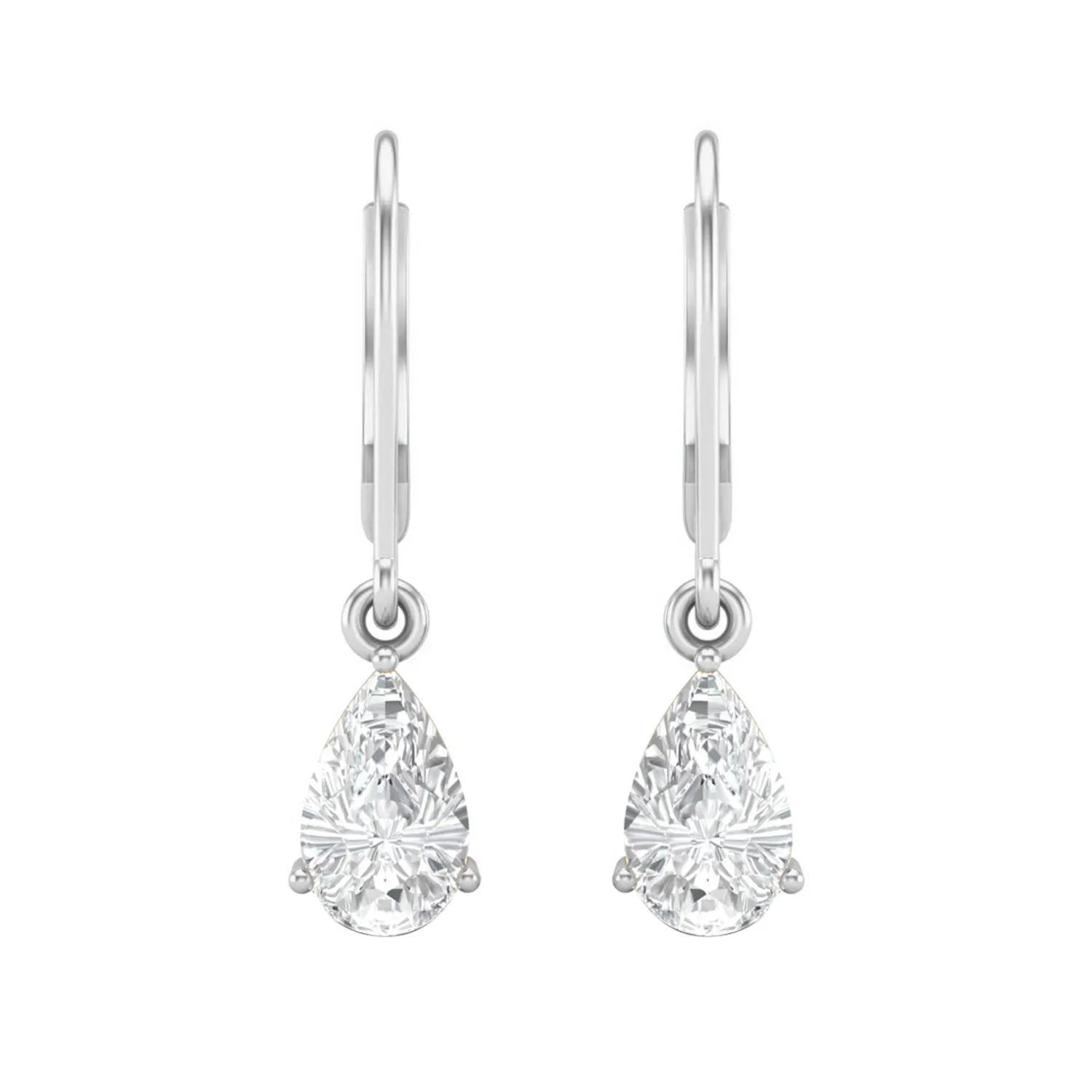 7x5 MM Pear Shape Moissanite 925 Sterling Silver Tear Drop Dangle Women Earrings