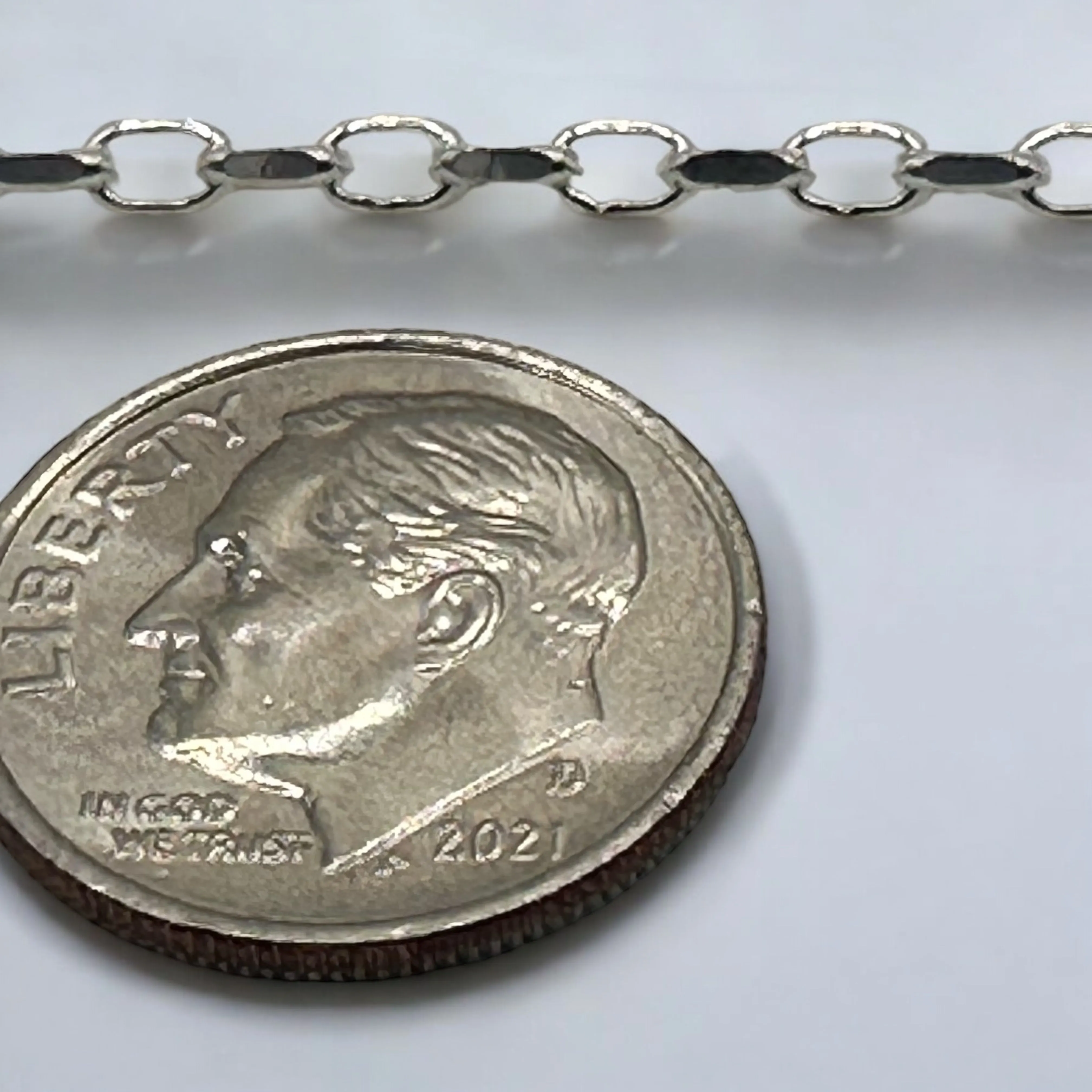 .925 Sterling Silver Diamond Cut Rolo Chain - 2.5mm (1 Foot)  #37