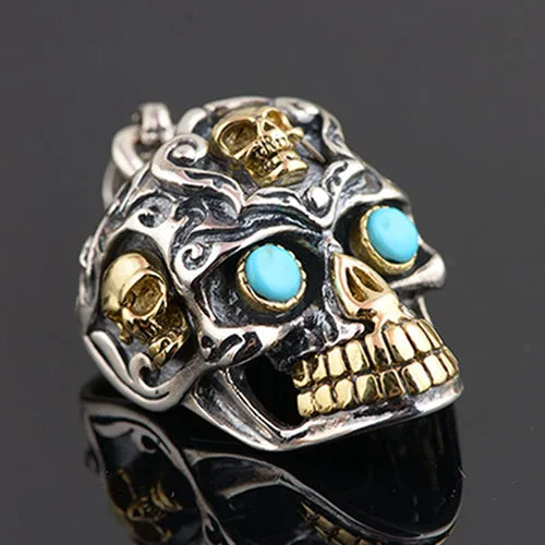 925 Sterling Silver Pendant Skull Hip Hop Jewelry