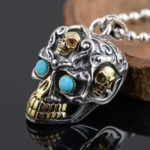 925 Sterling Silver Pendant Skull Hip Hop Jewelry