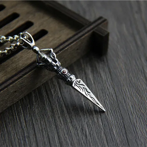 925 Sterling  Silver Pendant Vajra Religious Jewelry