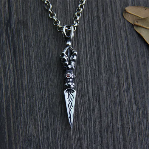 925 Sterling  Silver Pendant Vajra Religious Jewelry