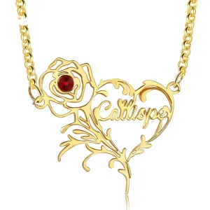 925 Sterling Silver Personalized Rose Necklace