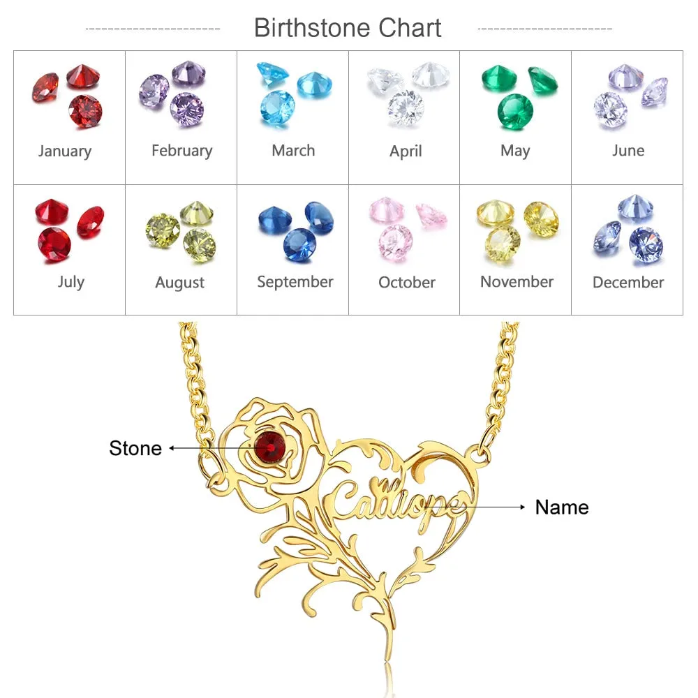 925 Sterling Silver Personalized Rose Necklace