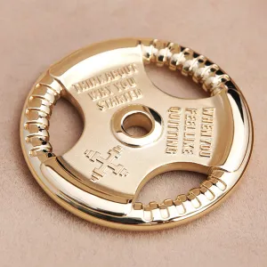 9K Gold Personalized Powerlifting Weight Plate, Unique Gym Fitness Jewelry