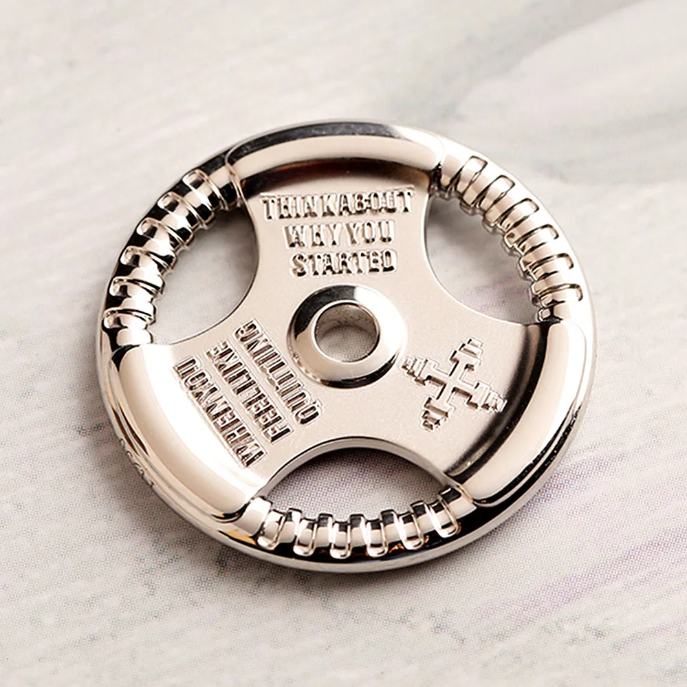 9K Gold Personalized Powerlifting Weight Plate, Unique Gym Fitness Jewelry