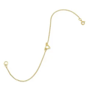 9" Open Triangle Anklet, 14K Gold Plated,