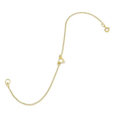 9" Open Triangle Anklet, 14K Gold Plated,