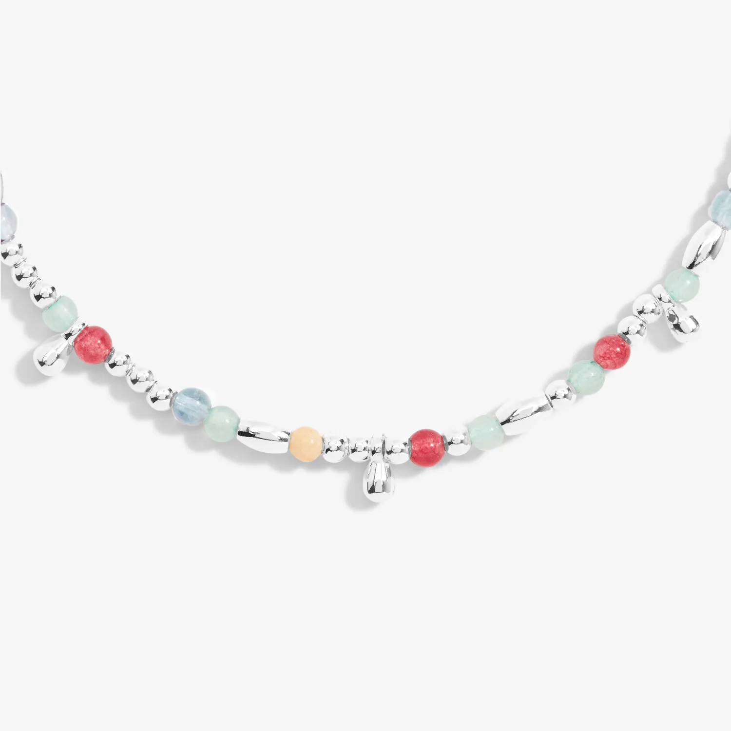 A Little & Co - Brass - Silver Plated - Summer State Of Mind - Multicolor Beaded Stretch Anklet 9 1/6"
