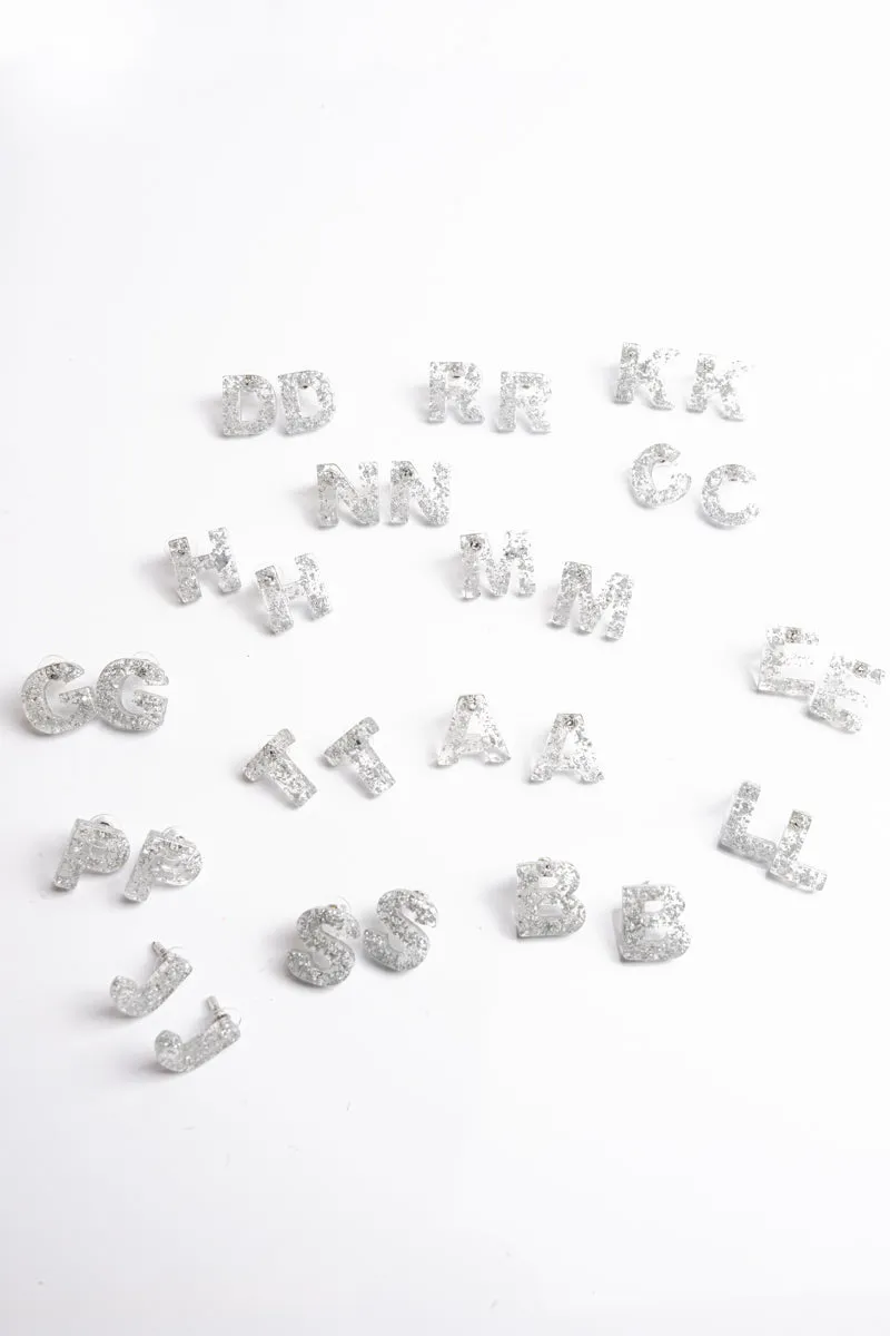 A New Chapter Silver Fleck Initial Earrings